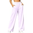 thumbnail image 1 of Khunlpohl Womens Fleece Sweatpants Straight Leg Elastic Waist Sports Pants with Pockets Plain Loose Casual Sweatpant, 1 of 8