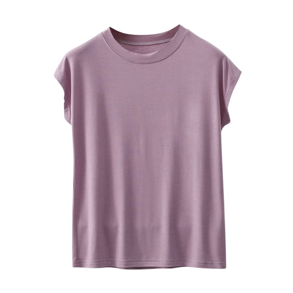 Khunlpohl Womens Summer T Shirts Casual Short Sleeve Solid Color Tops Soft Loose Lightweight Loungewear Tee