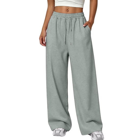 Khunlpohl Womens Sweatpants Drawstring Elastic Waist Wide Leg Pants Casual Loose Running Sports Sweatpant with Pockets