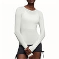 thumbnail image 1 of Khunlpohl Womens Yoga Shirts Long Sleeve Round Neck Solid Color Slim Tops Running Athletic Workout Clothes, 1 of 9
