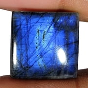Khushi Gems Natural Deep Blue Flashy Labradorite Square Cabochon Loose Gemstone, 21.50 Ct