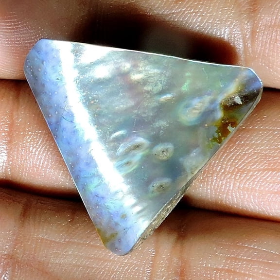 Khushi Gems Natural Fossil Abalone Shell Trillion Cabochon Gemstone, 32.80Cts