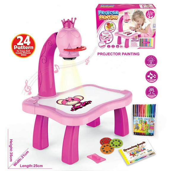 Ki/ds Projection Drawing Board Interactive Learning Art Table Creative Painting Graffiti Desk for Educational Play Home Learning Station Art Development Activity Safe Durable Design