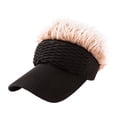 thumbnail image 1 of KiBcsLic Sun Visor Cap with Fake Hair Outdoor Beach Portable Fashionable Baseball Hat Black and Coffee, 1 of 9