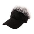 thumbnail image 1 of KiBcsLic Sun Visor Cap with Fake Hair Outdoor Beach Portable Fashionable Baseball Hat Black and Gray, 1 of 9