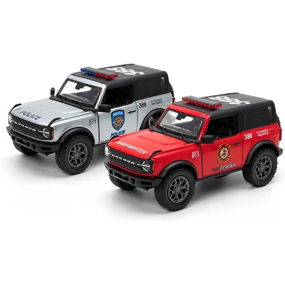 KiNSMART - 2022 Ford Bronco SUV 5 Inch 1:34 Scale Die Cast Metal Model Toy Truck (Rescue Police & Fire)