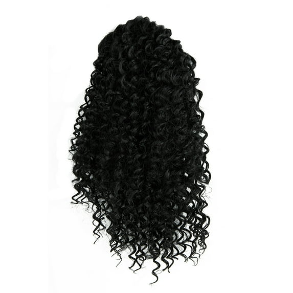 KiSAYFUTy Curly Afro Bun Drawstring Ponytail Hair Extensions As Real Soft Synthetic Curly Ponytail Extension for Women Brown Color Drawstring Ponytail ,Black,10"-135g