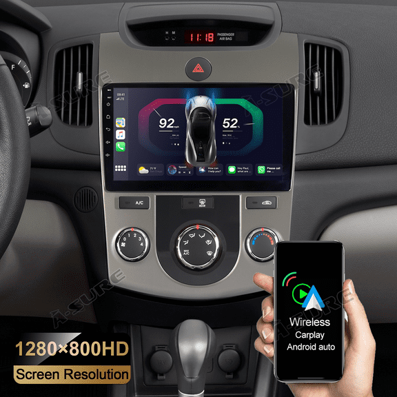 For Kia Forte Cerato 2010-2013 Manual A/C Android 14 Car Radio Stereo, 2+32GB Wireless CarPlay Android Auto GPS Navi Wi-Fi Bluetooth SWC DSP FM RDS 1280HD