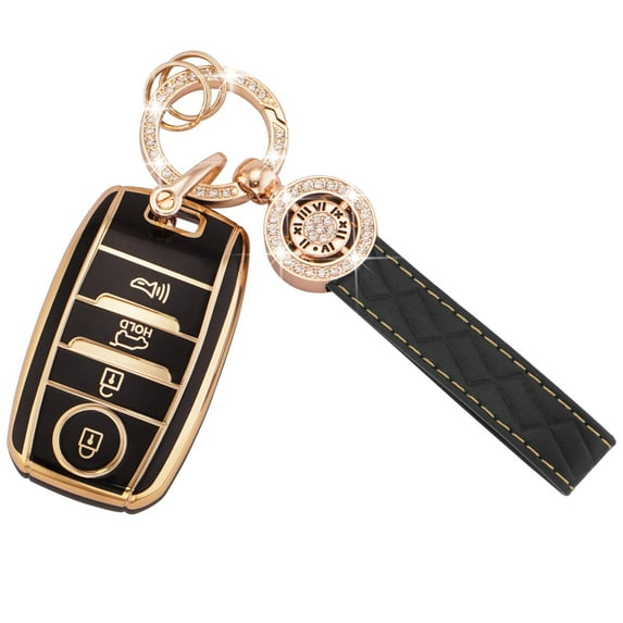 for Kia Key Fob Cover, 4 Buttons Soft TPU Key Fob Protector with Key Fob Keychain Compatible with Kia Optima Soul Sportage Sorento Forte NIRO Rio Smart Key Case Shell
