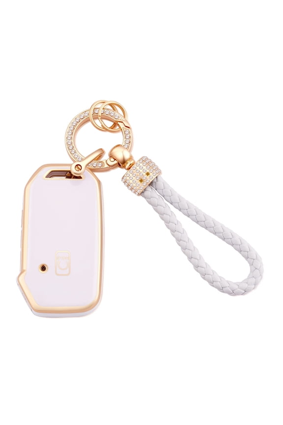 for Kia Key Fob Cover 5 Buttons Soft TPU Full Cover Protection Shells Keychains Fit for Kia Cerato Ceed Forte NIRO Seltos Sorento Sportage Soul Smart Key Fob Protector Black Gold