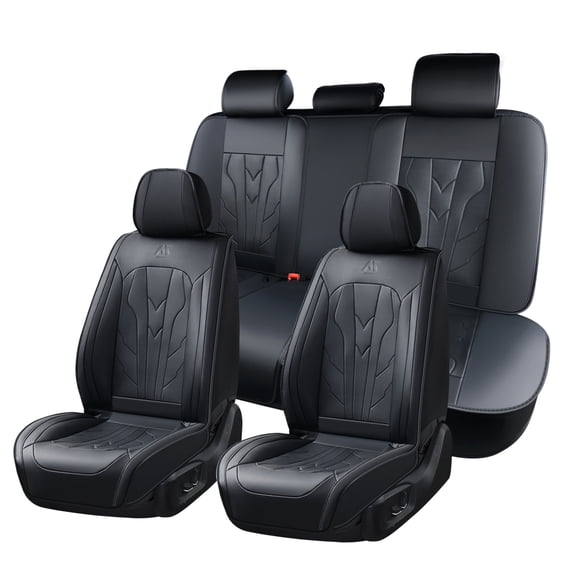 for Kia Niro 2020 Car Seat Cover, Black Car Seat Covers, Waterproof Leather 5 Piece Full Set Easy to Clean and Install Protect and Upgrade Seats, Airbag-Compatible