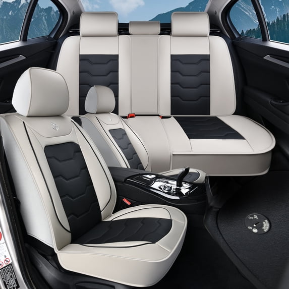 for Kia Optima 2012 Car Seat Cover, Gray Car Seat Covers, Waterproof PU Leather 5 Seats Full Set Easy to Clean and Install Protect and Upgrade Seats, Protect Car Seats