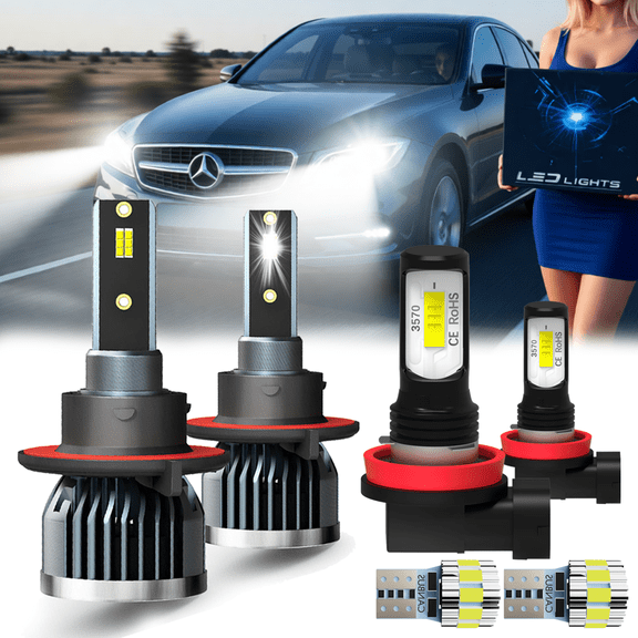 For Kia Soul w/o projector 2014-2019 LED Light Bulbs,Direct Plug and Play,9008/H13 High Low Beam,H11 Fog Light,T10 License Plate Light,Car OEM Replacement,Pack of 6