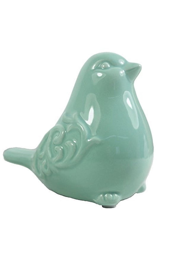 New French Garden Cottage Bird Figurine Decorative Light Green Glazed Ceramic Bird Figurine, Bird Statue, Bird Sculptur