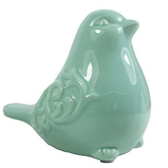 KiaoTime New French Garden Cottage Bird Figurine Decorative Light Green Glazed Ceramic Bird Figurine, Bird Statue, Bird Sculptur