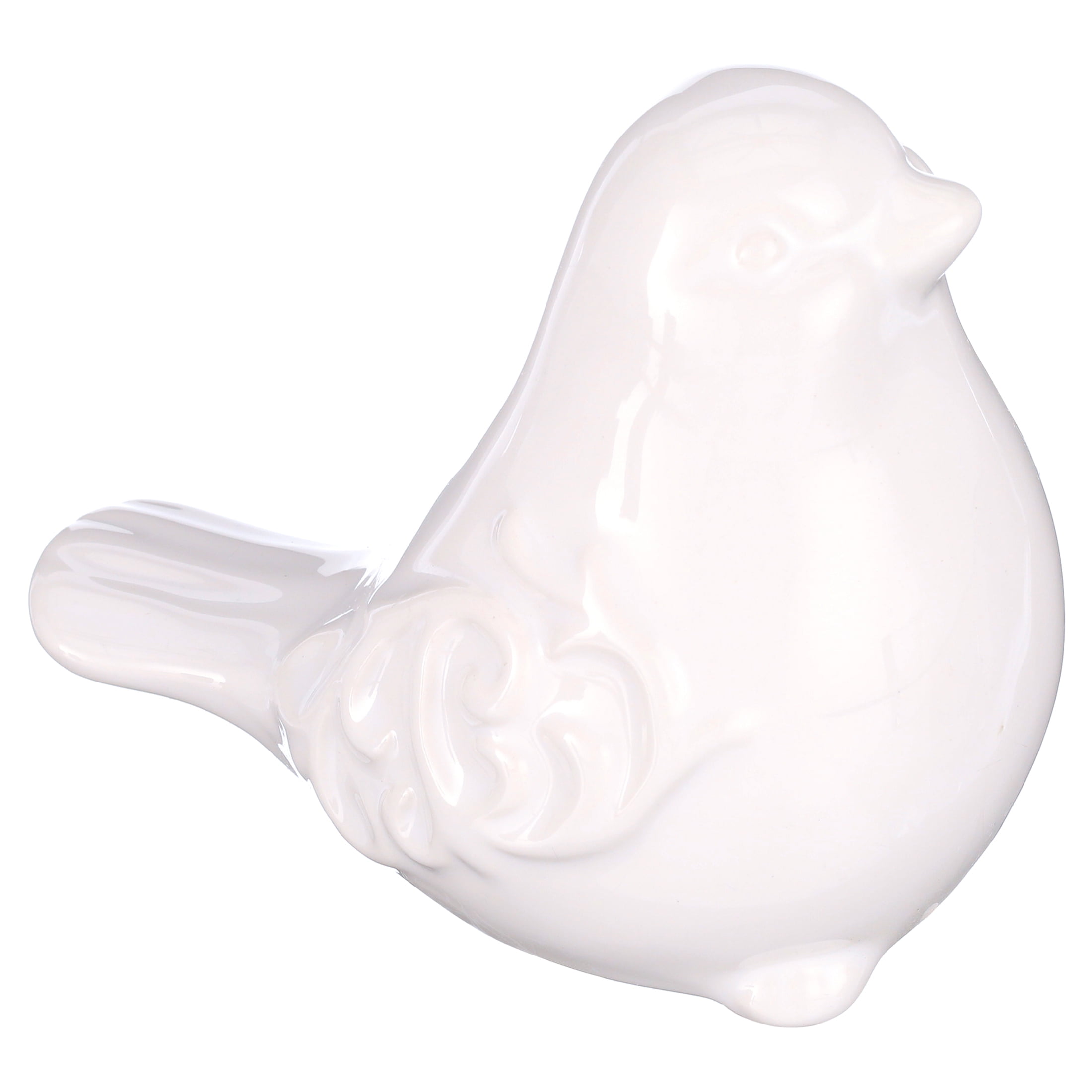 KiaoTime New French Garden Cottage Bird Figurine Decorative White Glazed Ceramic Bird Figurine, Bird Statue, Bird Sculpture Home Garden Wedding Decor (White)
