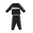 thumbnail image 1 of Kiapeise 2Pcs Toddler Kids Girl Sweatsuit Leopard Long Sleeve Tops Heart T-Shirt Pants Tracksuit Outfits Set, 1 of 7