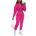 thumbnail image 1 of Kiapeise 3 Pcs Women Solid Color Outfits, Adults Long Sleeve Drawstring Hoodie + Tank Tops + Trousers with Pockets, 1 of 6