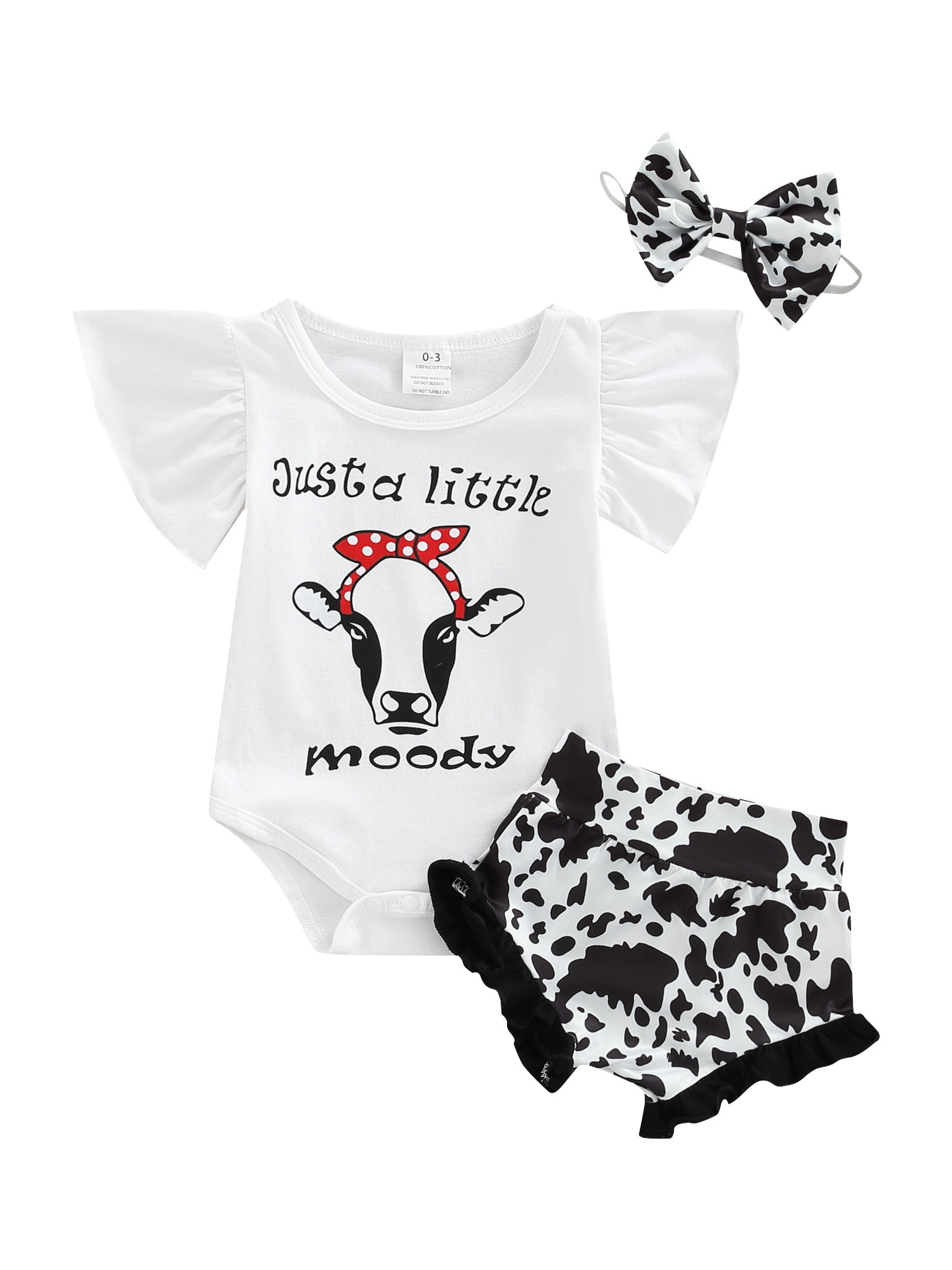 3-Piece Newborn Baby Girl Outfit Set - "Mamas Mini" Bodysuit + Leopard Shorts + Headband