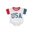 thumbnail image 1 of Kiapeise 4th of July Rompers Tops for Baby Newborn Girls Boys Casual Bodysuit Short Sleeve USA Letter Printed Jumpsuit Independence Day Patriotic USA Gifts, 1 of 8