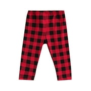 Kiapeise Baby Boy Girl Christmas Pants Red Black Plaid Brother Sister Flared Trousers