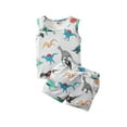thumbnail image 1 of Kiapeise Baby Boy Summer Clothes 3 6 12 18 24 Months 3T Dinosaur Print Ribbed Cotton Vest Tank Tops+Shorts, 1 of 9