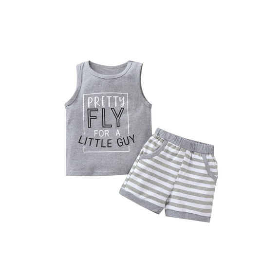 Kiapeise Baby Boy Summer Outfits Letter Print Sleeveless Tank Stripes Shorts