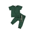 thumbnail image 1 of Kiapeise Baby Boys 2 Pcs Cotton Short Sleeve Solid Color Tops+Pants Set, 1 of 6