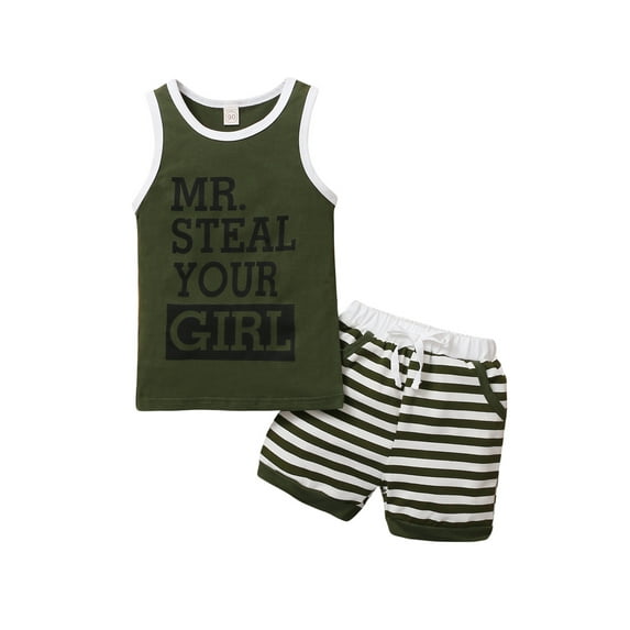 Kiapeise Baby Boys Summer Outfits Sleeveless Tank + Shorts 2Pcs Set