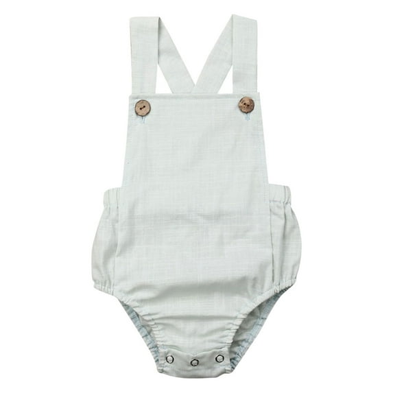 Kiapeise Baby Cotton Romper Sleeveless Sling Solid Color Jumpsuit