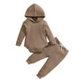 thumbnail image 1 of Kiapeise Baby Girl Boy Clothes Set Long Sleeve Hoodies Jumpsuits and Long Pants 2 Pcs Solid Outfits, 1 of 9