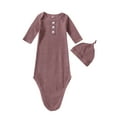 thumbnail image 1 of Kiapeise Baby Girl Boy Coming Home Knotted Gown Unisex Newborn Infant Sleep Onesie Outfit Cute Baby Winter Pajamas, 1 of 9