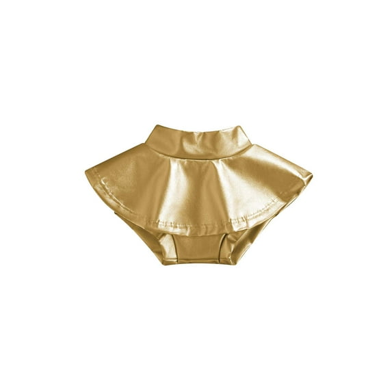 Kiapeise Baby Girl Pu Leather Tutu Skirt Toddler High Waist Ruffle Pleated Fashion Solid Mini Skort Skirts Outfit Clothes