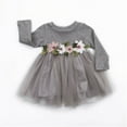 thumbnail image 1 of Kiapeise Baby Girls Flower Dresses Long Sleeve Mesh Panel Cute Dress for Party, 1 of 4