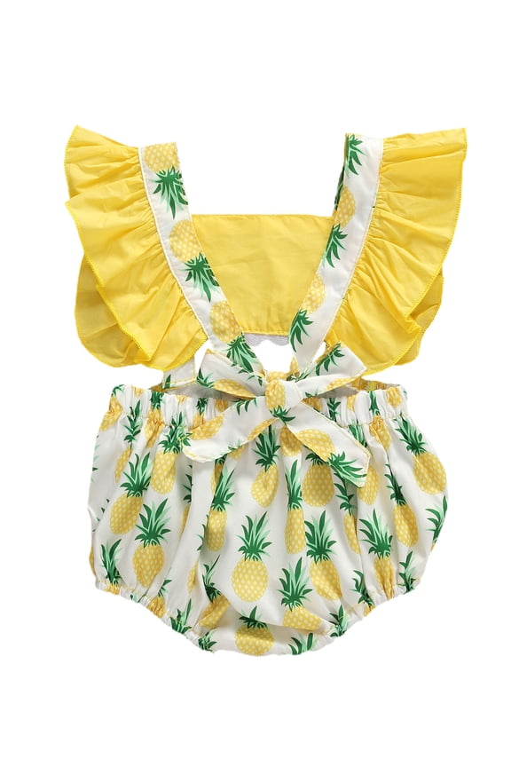 Baby Girls Fly Sleeve Romper Print Ruffle Jumpsuit