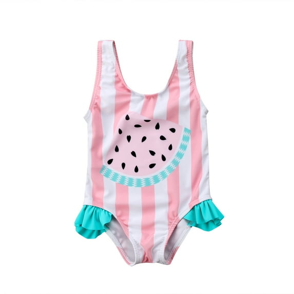 Kiapeise Baby Girls Sleeveless One-piece Swimsuit Watermelon Print Swimwear