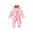 thumbnail image 1 of Kiapeise Baby Girls Valentines Day Outfits Zipper Hoodie Jumpsuit Long Sleeve Heart Print Romper, 1 of 9