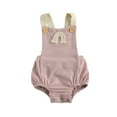 thumbnail image 1 of Kiapeise Baby Ribbed Sleeveless Rainbow Pattern Square Collar Button Romper, 1 of 9
