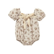 Kiapeise Baby Sister Matching Clothes Short Sleeve Floral Bubble Rompers Bodysuit Dresses Summer Girls Outfits