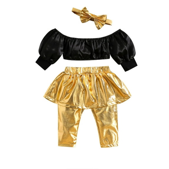 Kiapeise Baby Tops Pants Suit, Long Sleeve Off Shoulder Neck Crop Shirt Jogger Ruffle Trousers Kid Girl Suit