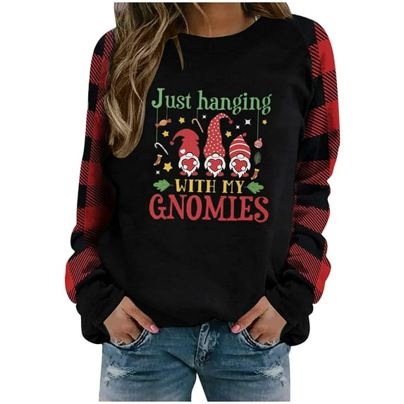 Kiapeise Christmas Sweater Crewneck Sweatshirts Pullover Tops for Women Vintage Funny Graphic Long Sleeve Jumper