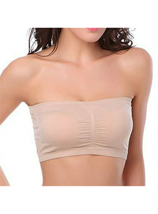 Gueuusu Plus Size Strapless Bra Bandeau Tube Removable Padded Top Stretchy