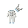 thumbnail image 1 of Kiapeise Easter Newborn Baby Boy Jumpsuits Long Sleeve Print Button Front Rompers+Rabbit Ear Cap Snap Bodysuit 2pcs Outfits, 1 of 8