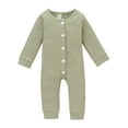 thumbnail image 1 of Kiapeise Infant Unisex Baby Boy Girl Long Sleeve Button Solid Knitted Romper Bodysuit One Piece Jumpsuit Outfits Clothes, 1 of 8