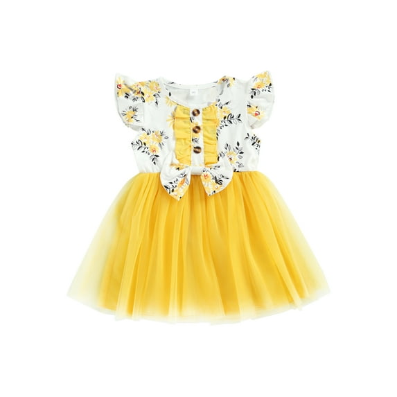 Kiapeise Kids Toddler Baby Girl Summer Dress Ruffle Short Sleeve Mesh Tutu Dress Princess Dresses Playwear Sundress