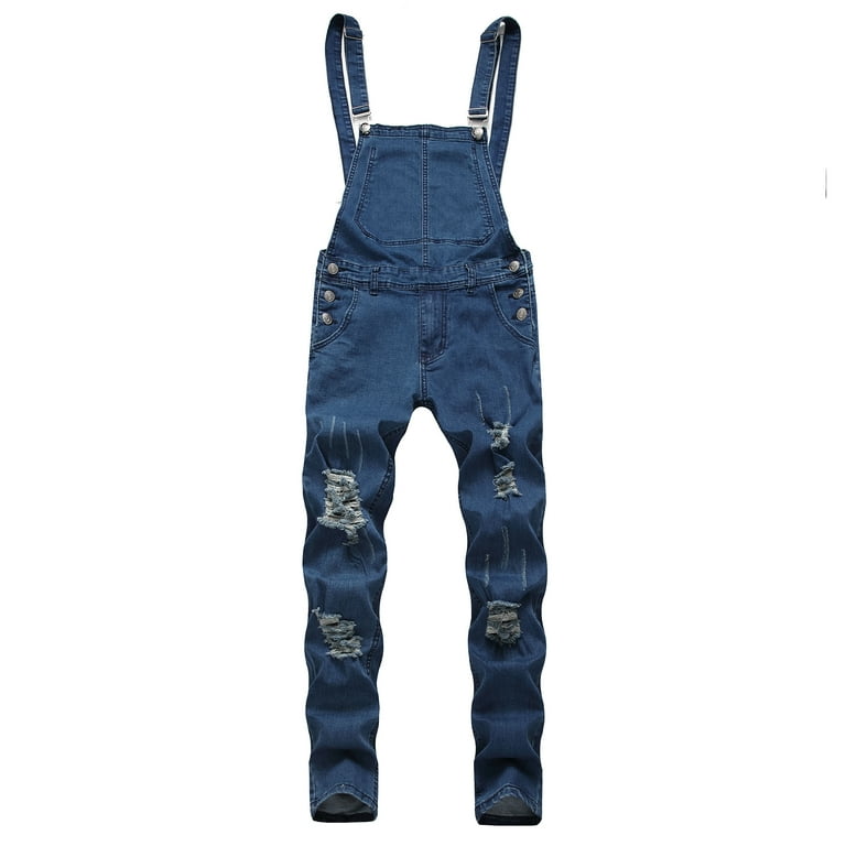 Ripped denim overalls on sale mens