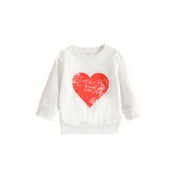 Kiapeise Mommy and Me Outfits Red Heart Print Valentine?s Day Sweatshirt Long Sleeve Family Matching Outfit Shirt Pullover