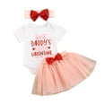 thumbnail image 1 of Kiapeise My 1st Valentine's Day Baby Girl Print Romper Tutu Skirt Headband, 1 of 8