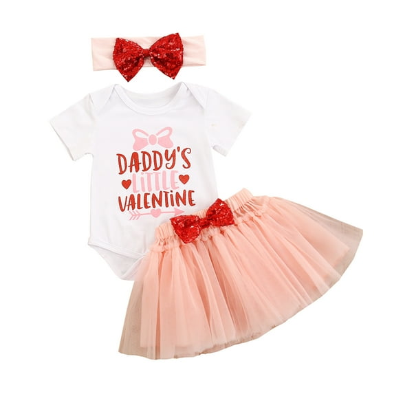 Kiapeise My 1st Valentine's Day Baby Girl Print Romper Tutu Skirt Headband