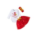 thumbnail image 1 of Kiapeise My First Valentine's Day Skirt Set for Newborn Baby Girl Long Sleeve Romper Heart Tutu Tulle Dress Headband Sets, 1 of 9